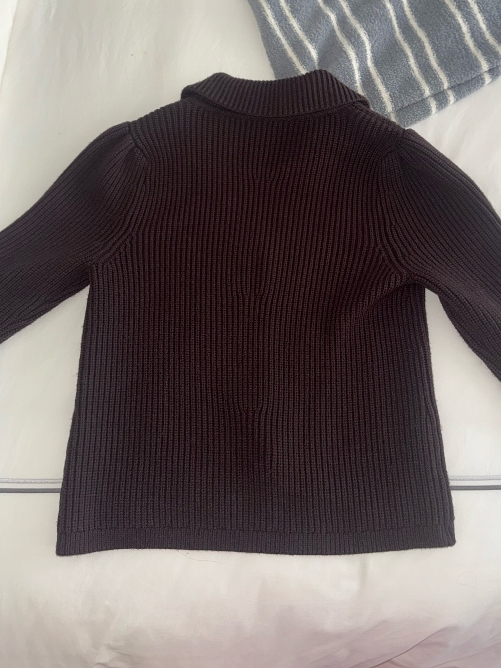 Cropped Button-Front Rib Knit Sweater - Chocolate Brown - Picture 2 of 2